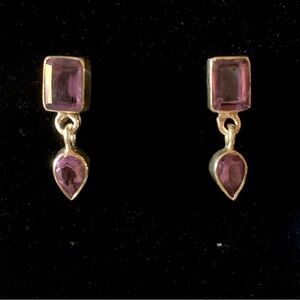 Handmade Sterling Silver Amethyst Post Dangle Earrings